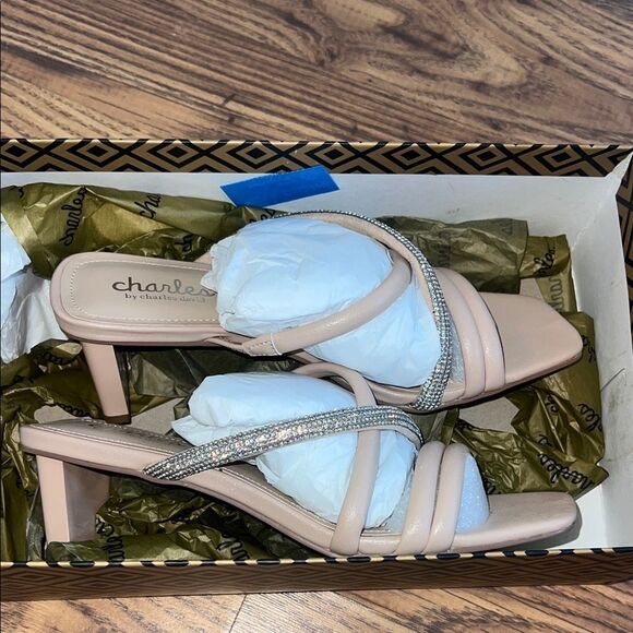 Charles By Charles David Pink Heels with Glittering Silver Straps - Picture 1 of 3